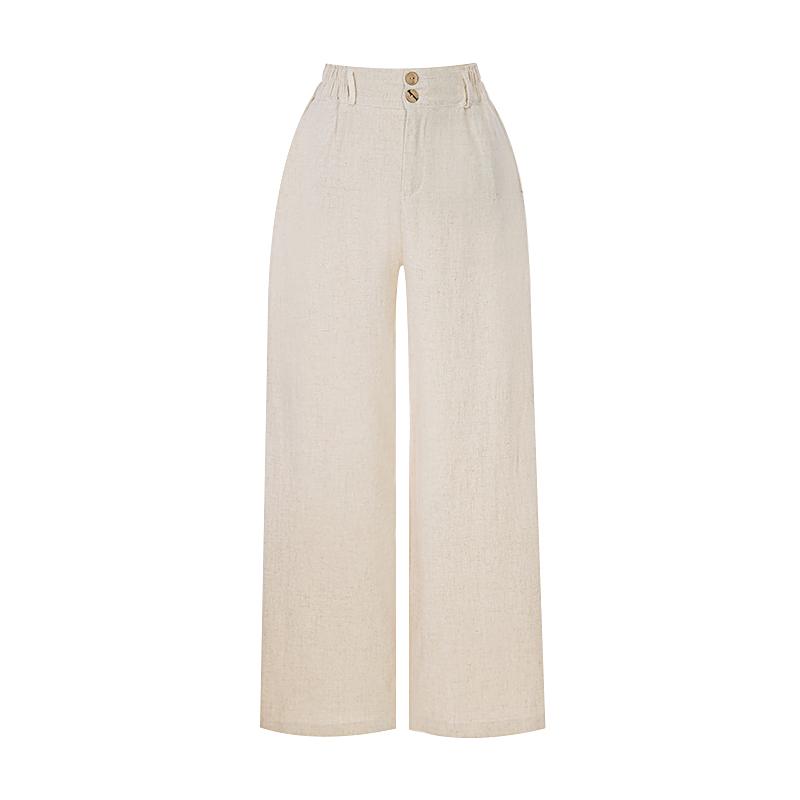 TVIEW Two-Button Elastic Linen Pants_V6B-Cpt002