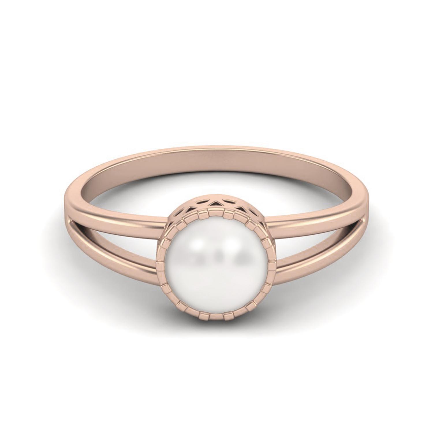 

0.75 Cts Round Shape Pearl Solitaire 925 Sterling Silver Rose Vermeil Split Shank Wedding Women Rings 12 ярко-розовый