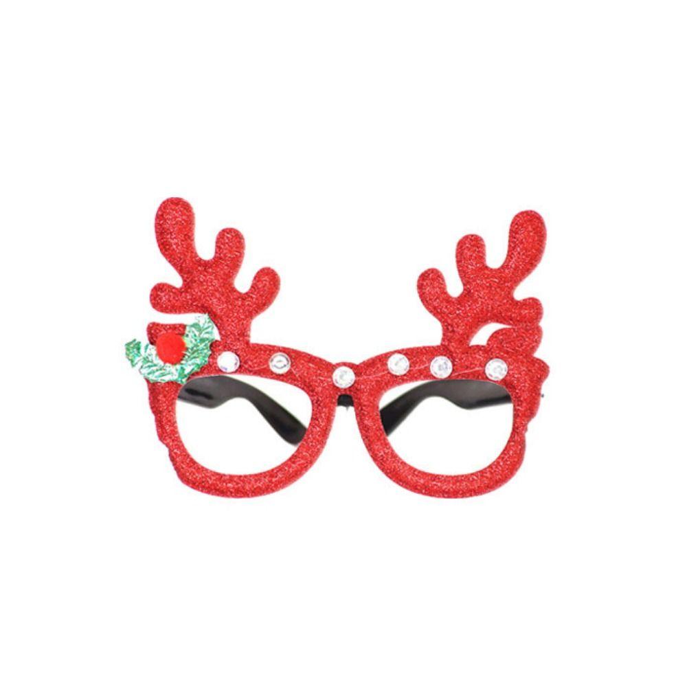 Plastic Merry Christmas Glasses Decorative Deer Horn Glasses Santa Snowman Glasses  Christmas