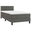 VidaXL Divan Bed and Mattress Dark Grey 90x200 Cm Velvet - Model 3141222