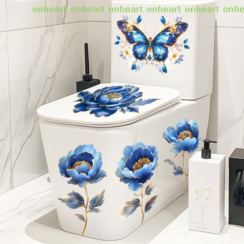 Waterproof Butterfly Wall Stickers Bathroom Toilet Sticker Modern Flower Pattern Self-adhesive Paintings For Living Decoration