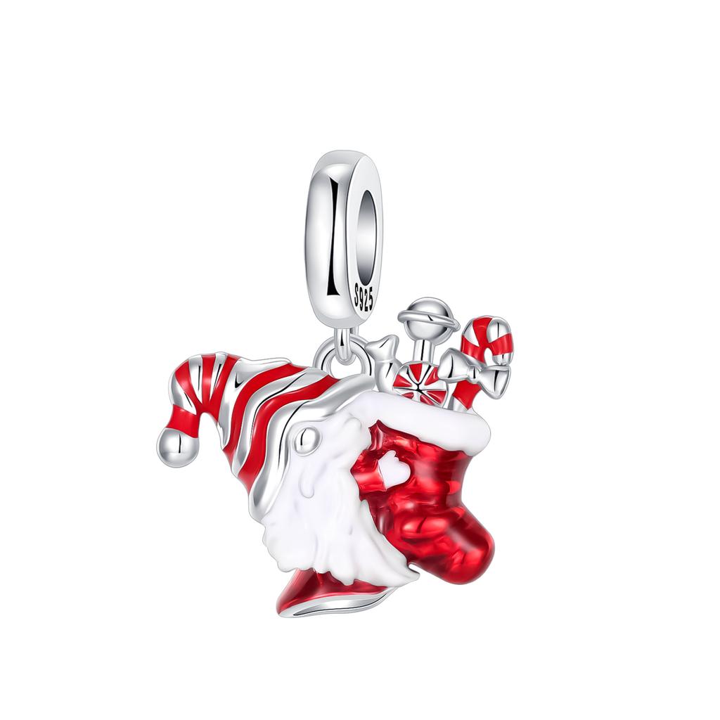 925  Silver Santa Claus Charms Bead Christmas House Dangle Pendant Fit Bangle Bracelet Necklace DIY Jewelry