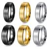 Matte Double Bevel Edge Minimalist Stainless Steel Men's Ring 8mm And 6mm Width Options