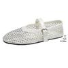 Fashion Mesh Breathable Rhinestone Fashion Versatile Women's New Foreign Style Niche Belt Flat Soft Soled Mary Jane Shoes Womens Shoes