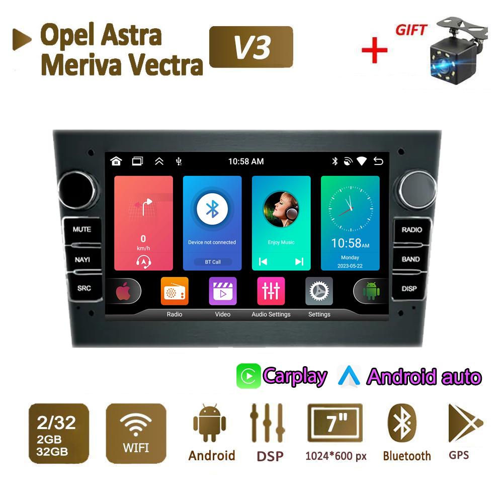 

Автомобильный радиоприемник, мультимедийный плеер для Opel Vauxhall Astra Antara Meriva Vivaro Combo Signum Vectra Corsa 2 Din Android Carplay GPS Авторадио 2 + 32 ГБ 2+32GB чёрный