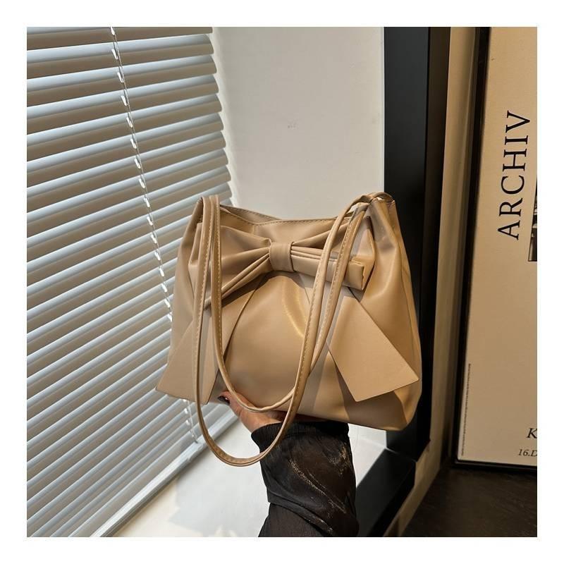 Chic Pu Leather Handbag For Women 2024 Stylish Bowknot Shoulder Bag Large Capacity Everyday Underarm Bag