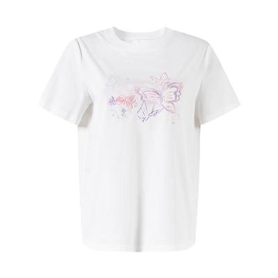 Qiusyiren Women's Cooling Feel Butterfly Print T-Shirt