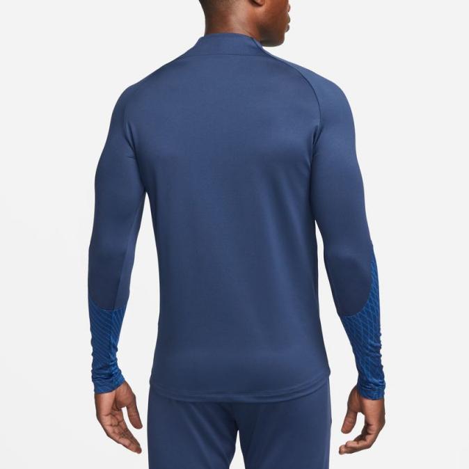 Nike Dri-FIT France Strike Training Sportswear Embroidered Logo Slim Fit Long Sleeve Football Shirt Men Tops Blue DH6455-410