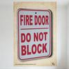Vintage Fire Door Warning Metal Tin Sign, Red Border & Bold Text, Do Not Block Sign with Hanging Hole for Bar Pub Home Office Wa
