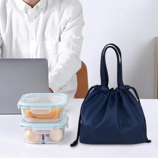Portable Drawstring Lunch Bag with Handle Large Capacity Multipurpose Waterproof Bento Box Carrier Storage Bag