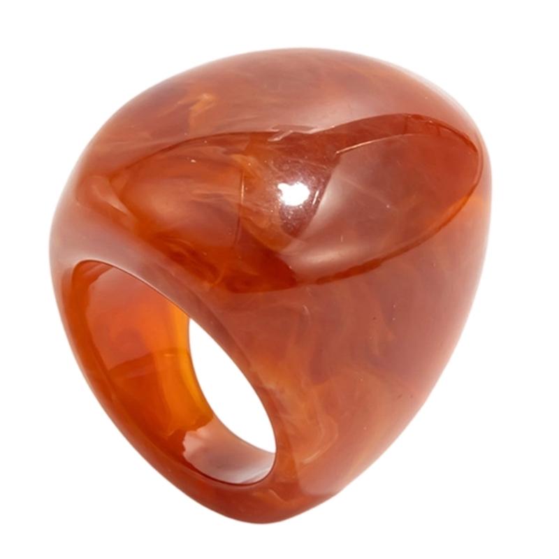 Delicate Textured Wide Band Rings Comfort Fit Stylish Finger Stacking Rings Resin Texture Layering Accessory for Daily