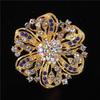 DIEZI Korean Gold Color Blue Crystal Brooches for Wedding Women Party Dress Rhinestone Bridal Bouquet Flower Bowknot Brooch Pins