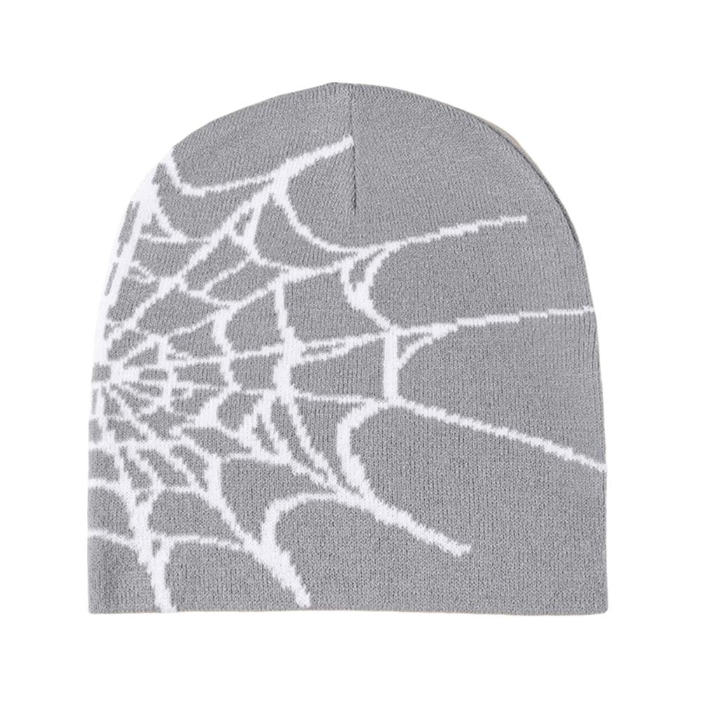 Warm Pullover Hat Soft Cuffed Knitted Hat Y2K Spider Web Pattern Beanie Caps Casual Wear