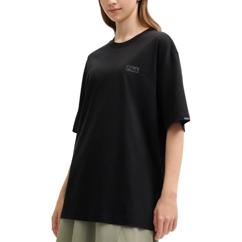 Fila Original Simple Casual Cotton Loose Short Sleeve T-Shirt Men Tops Black F51M529109F-BK