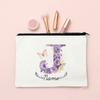 Personalized Initial with Name Makeup Bag for Women A-Z Cosmetic  Bags Girls Travel Toiletry Pouch Wedding Birthday Gift for Her