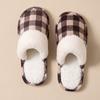 Retro plaid cotton slippers men's winter indoor home non-slip thick-soled plush warm cotton slippers women's winter