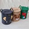 Cute Children's Toy Storage Basket Foldable Laundry Bag Cotton Linen Bucket Cartoon Print Household Organizer for Clothes