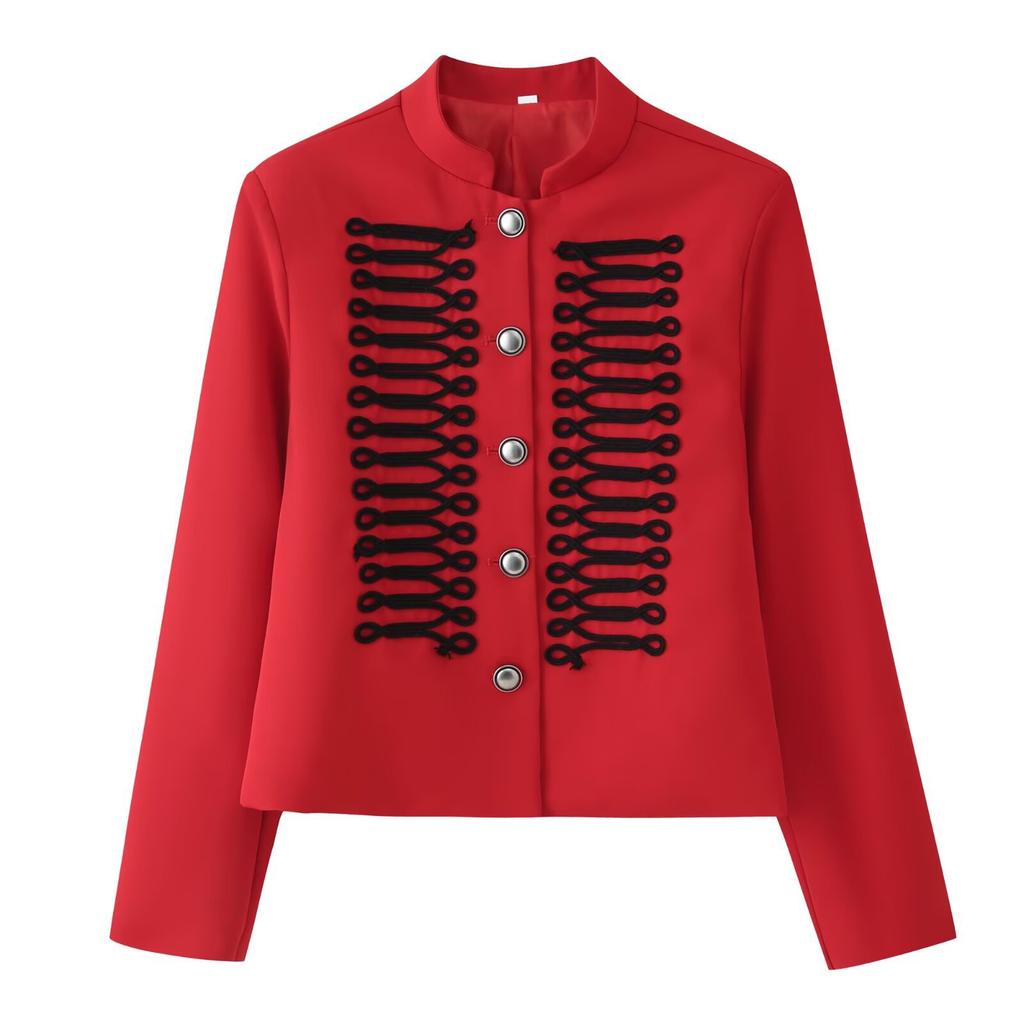 Cross-border wholesale spring new products women's fashion single-breasted stand-up collar European and American style short jacket
