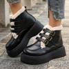 Fashion Belt Buckle Decoration Fur Cute Snow Boots Women 2025 Winter Soft Non Slip Thick Bottom Ankle Boots Warm Short Plush Booties