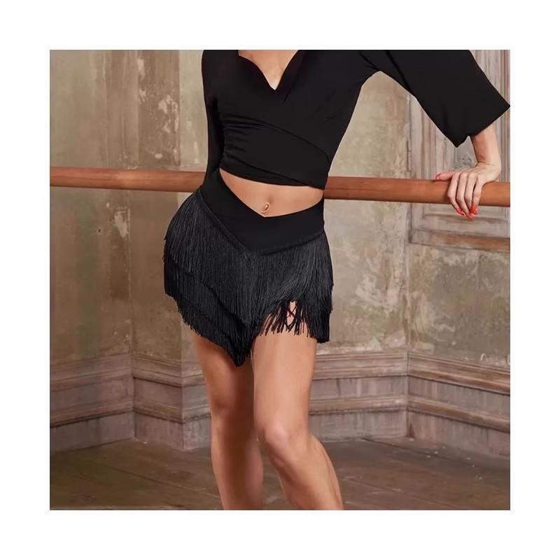 Women's High-End Tassel Latin Dance Skirt - Professional, Sexy, For Practice & Performance