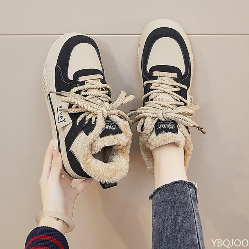 Fashion Winter velvet white shoes new female students' thick soled sports board shoes warm casual simple comfortable women's shoes