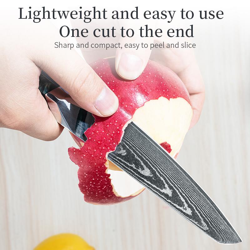 FINDKING 1pc Paring Knife 5 Inch Sharp Fruit Utility Knife, 10Cr15Mov 67 Layers Damascus Steel Knife For Carving And Peeling