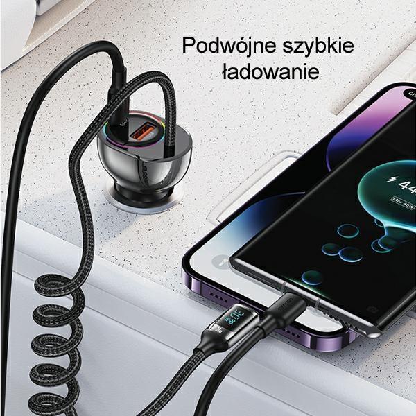USAMS Land. Alone. C37 1Xusb+1Xusb-C 60W +Kabel Ligtning 30W Pd+Qc Szybkie Ładowanie Czarny/Black Cc193Cc01 (Us-Cc193)
