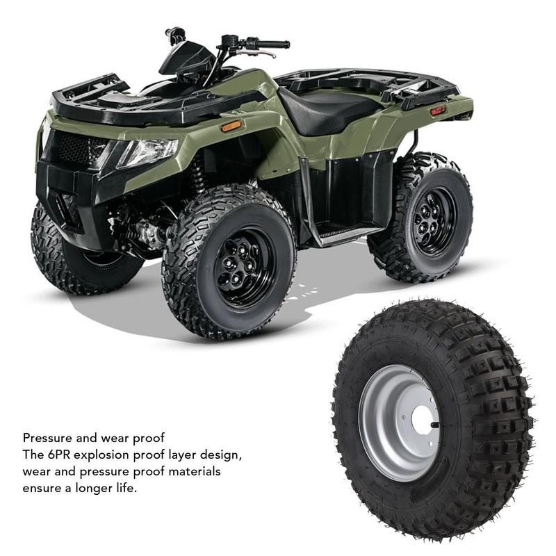 16X8-7 Tire with 3 Holes Rim 6PR Excellent Road Grip 7 Inches ATV UTV Tire Wheel for Go Kart Golf Cart Garden Lawn Mower