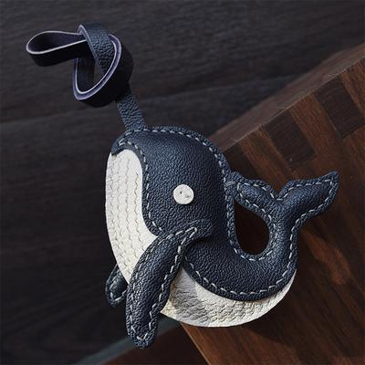 Whale Blue/designer Original Leather Car Key Bag Pendant Simple Personalized Pendant Gift Women's Keychain