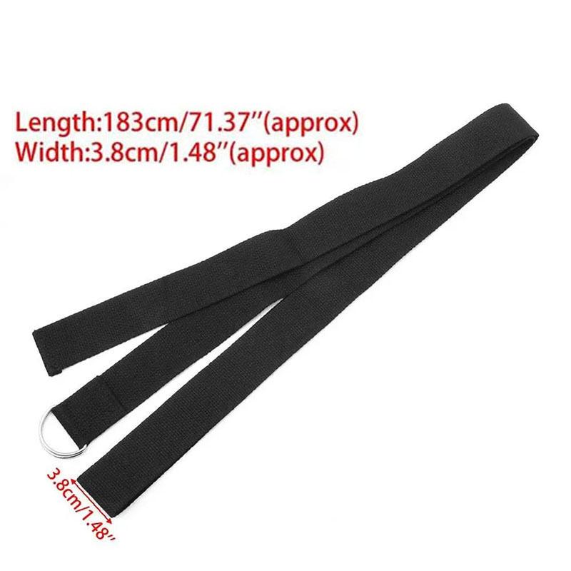 183*3.8cm Cotton Yoga Strap Adjustable Woven Stretch Belt with D-Ring Buckle Fitness Pilates Stretching Exercise Rope