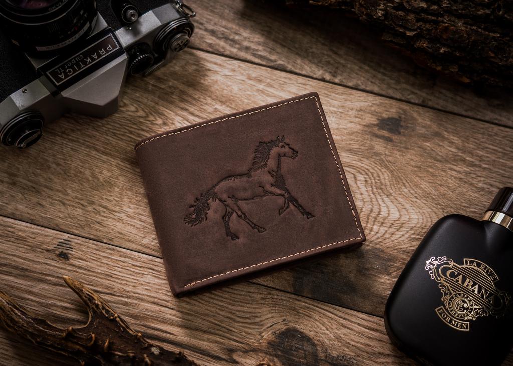 Men's Leather Wallet N992-CHM-HORSE-BL BROWN