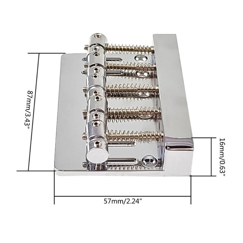 5 Strings Hardtail Bridge Guitar Bridge Saddles 5 Saddle Hardtail Zinc Alloy Tailpiece Electric Bass Bridge Replacements