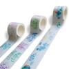 Navy Peony Holiday Love Greetings and Weather Washi Tape of 37mm x Cute Wide Decorative Tape for and Scrapbooks (Set 3, 5m) Waterproof, Watercolor,