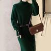 Knitted semi-turtleneck sweater dress autumn and winter temperament Muse fan high-end feeling with coat with bottom skirt