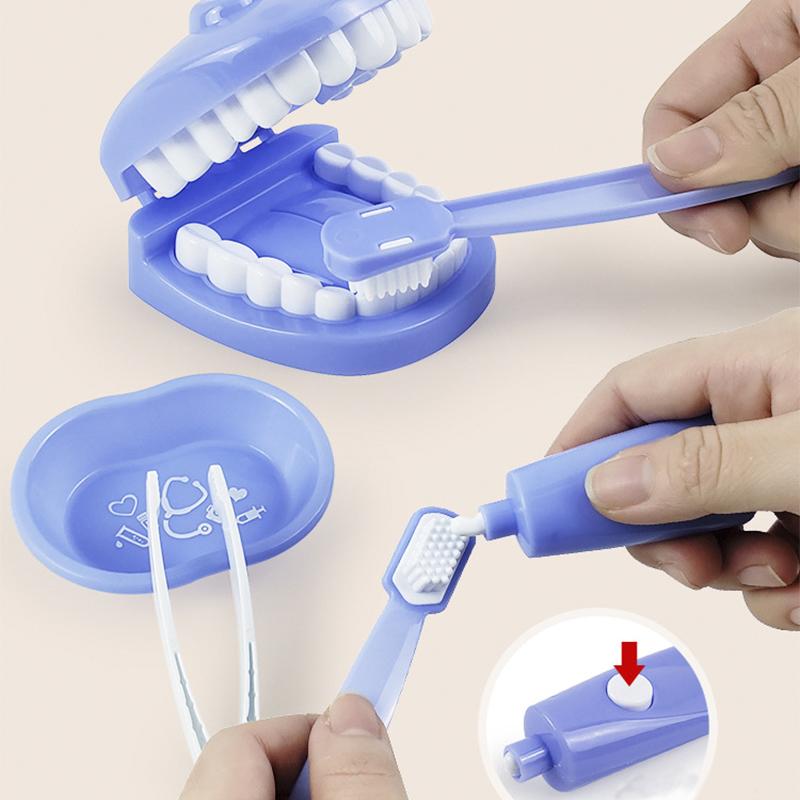 Non-Toxic 9Pcs Kids Pretend Play Toy Simulation Dentist Check Teeth Model Set Medical Kit Role Play Learing Educational Toys For Children