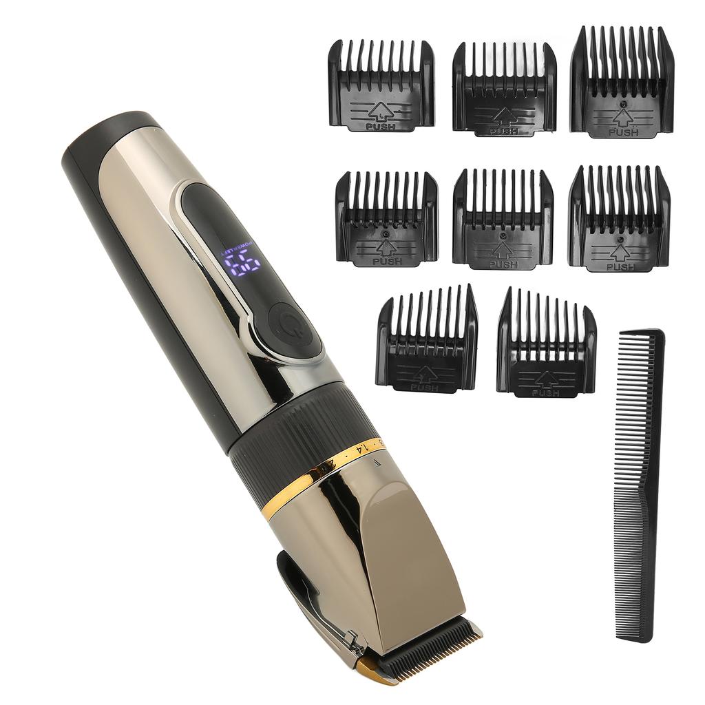 USB Hair Clipper LCD Waterproof 2200mAh Lithium Battery Hair Trimmer with 8pcs Guide Comb