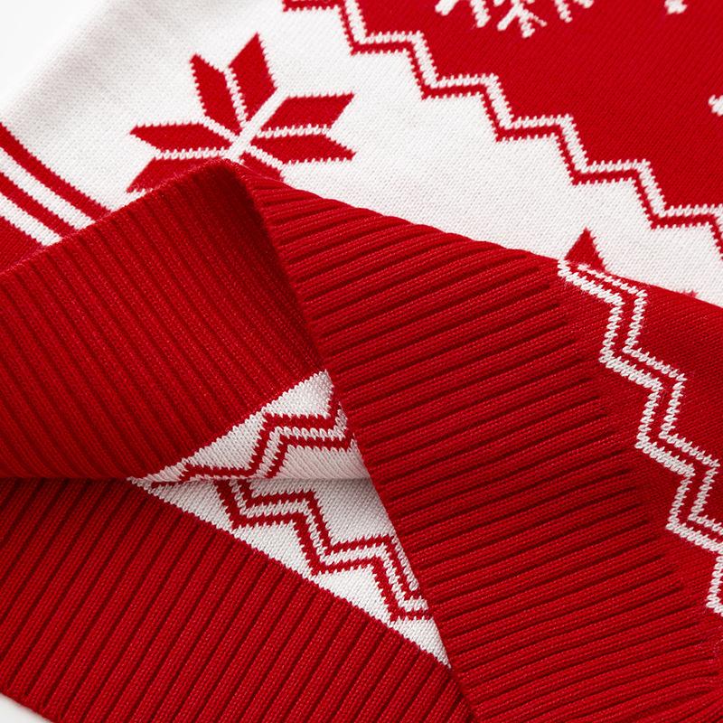 Matching Christmas Sweater Family Kids Adult Cartoon Elk Print Round Neck Long Sleeve Pullover Winter Tops Streetwear