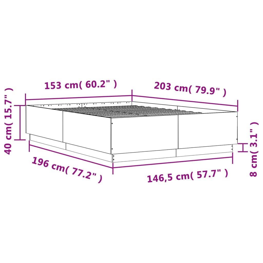 Bed Frame Concrete Gray 150x200 cm Engineered Wood