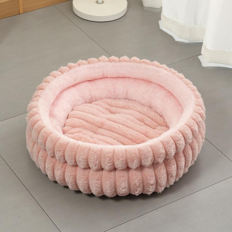 New Detachable Round Pet Bed Thick Warm Waterproof Dog Cat Nest All Season Small Medium Dog House with Removable Cushion