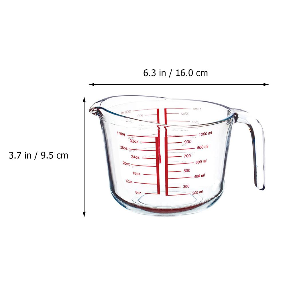 1Pcs Crystal Clear Glass Measuring Cup Easy to Clean Lightweight Practical Kitchen Baking Tool Measuring Cup Graduated Cups