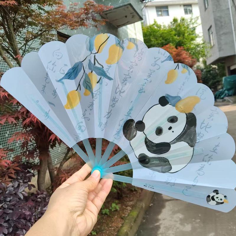 Cute Cartoon Folding Mini Fan: Portable Hand-Crank, Seven-Ribbed Design for Kids and Students