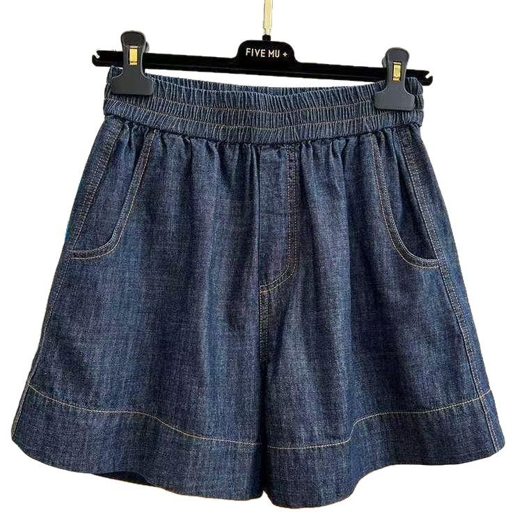 Эластичная талия Повседневные джинсовые шорты для женщин Высокая талия Однотонные Широкие брюки Повседневные летние джинсовые шорты Низ XXL