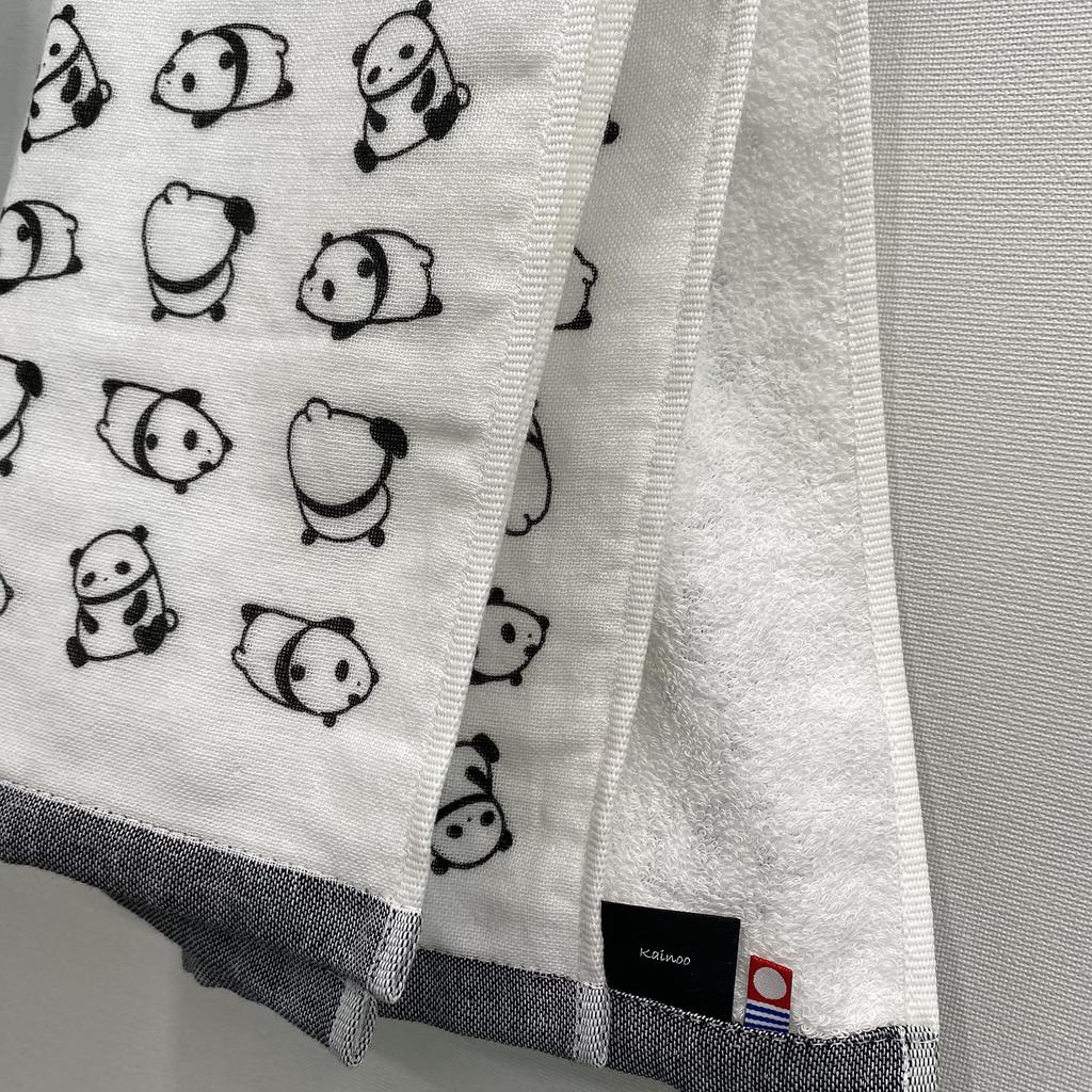 Imabari Towel Single-Sided Gauze Face Towel 34 x 80cm Scattered Panda Monochrome Made in Japan Imabari Camping Yoga Gym Bath Spa Cute Towel for