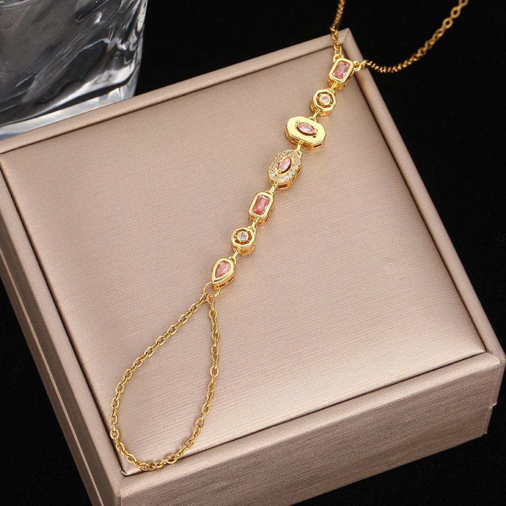 Vintage Hand Chain Bracelet Water Drop Shape Finger Connect Bracelet for Women