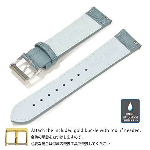 CASSIS AVALLON 20mm Ash Green Calfskin Embossed Watch Strap with Waterproof Backing, Replacement Tool Included, X1022238078020