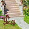 Outdoor Plant Bed Decor Rusty Metal Squirrel with Acorn Garden Stake, Cute Animal Silhouette Sculpture, Decorative Outside Yard Art Ornament for Patio