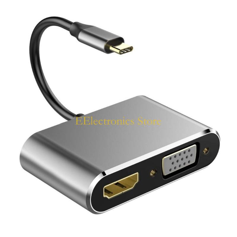 B03C Type C to 4K Splitter Adapter with USB3.0 Hubs Docking for Fast Speed Transfer