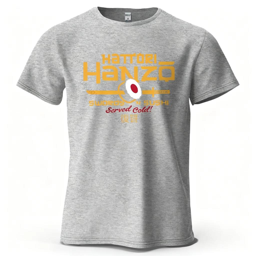 Hattori Hanzo TShirt Swords and Sushi Movie Graphic Casual Japanese Retro Unisex and Unisex Short Sleeve Cotton Streetwear T Shirt