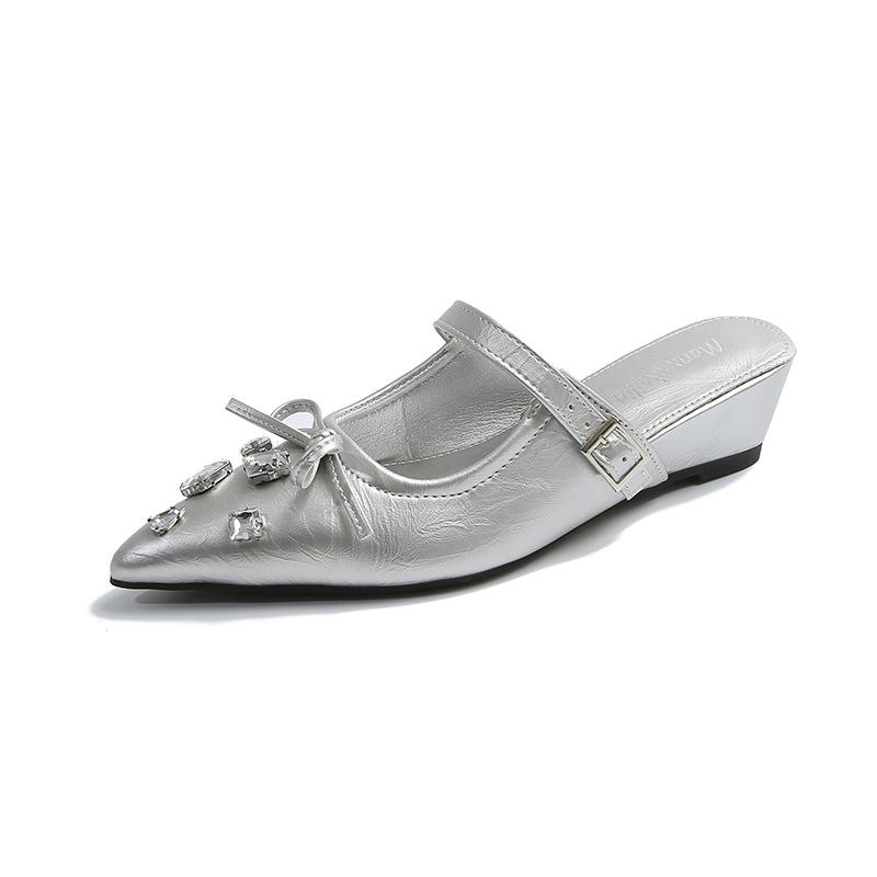 Spring and Autumn New Rhinestone Mary Jane Sandals Women's Square Head Low Heel Temperament Fashion Light Mouth Women's Shoes