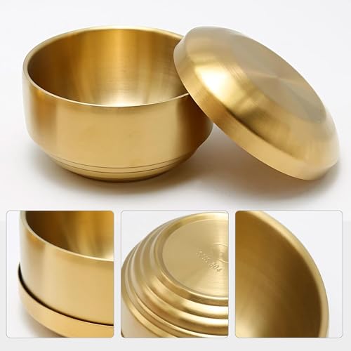 Korean-style rice bowl double wall stainless steel lid heat insulation thermal retention multifunctional suitable home commercial use ideal 2-piece